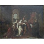 Deutsch, 18. Jh. Öl auf Leinen, doubliert, Esther und Ashaver im Palast, gute Arbeit, 71x90 cm, im