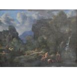 Italien, frühes 18.Jh. Öl auf Leinen, doubliert, romantische Landschaft mit Wasserfall, im