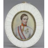 Miniatur auf Elfenbein gemalt, Kaiser Franz Josef, signiert Renner, oval, im Beinrähmchen, 20. Jh.,