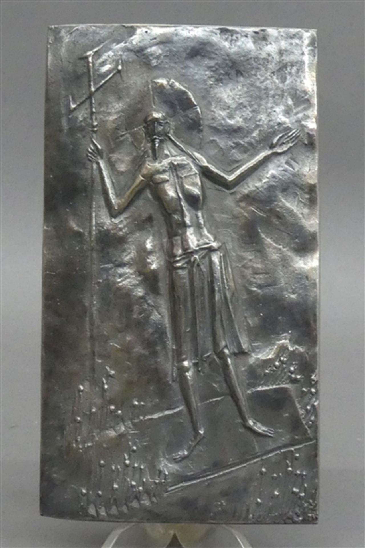 Relieftafel Silber, von Max Faller, 1927 Neuburg a.D. - 2012 München, "Auferstehungschristus", ca