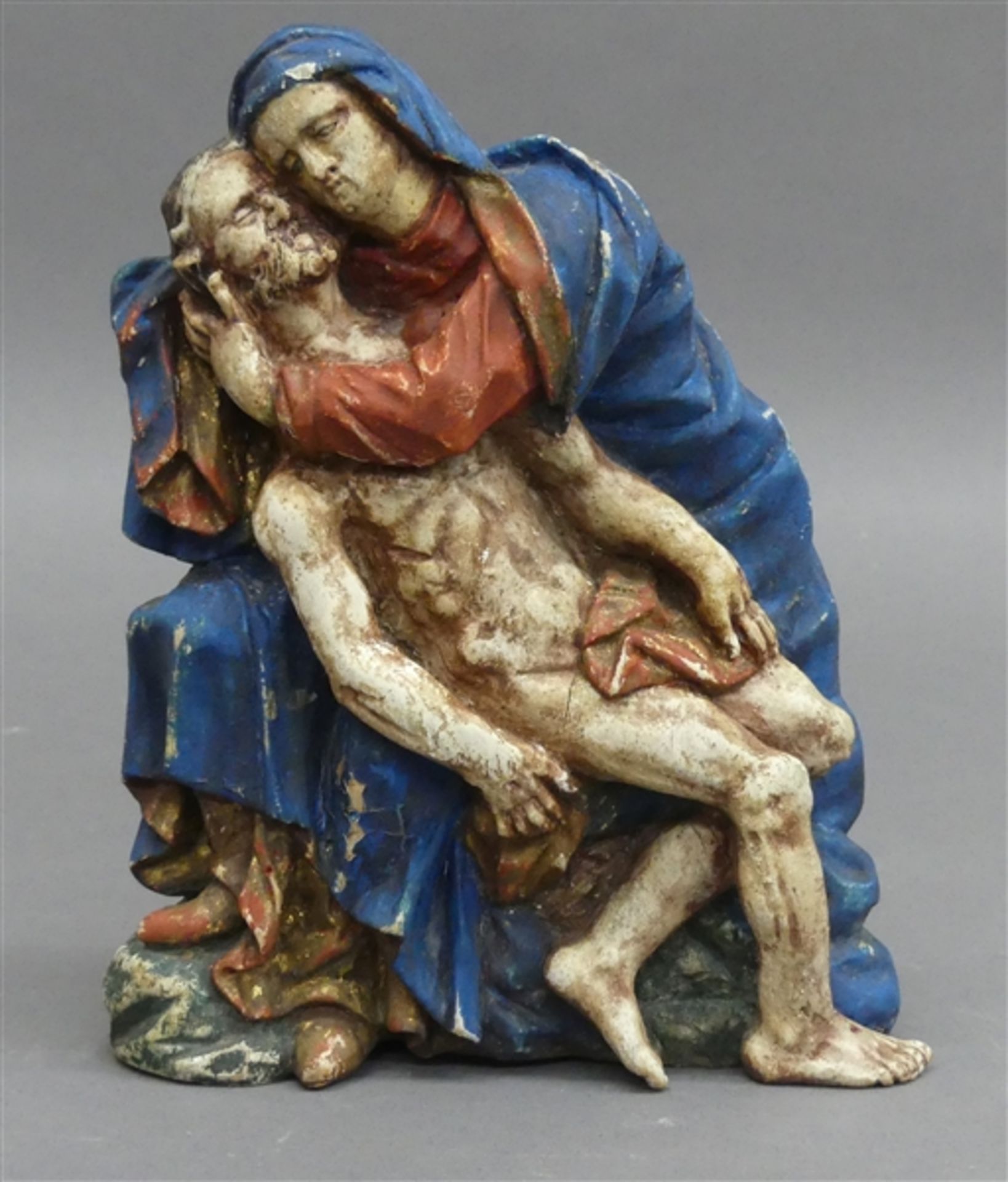 Holzskulptur Pieta, gefasst, um 1900, h 26 cm,