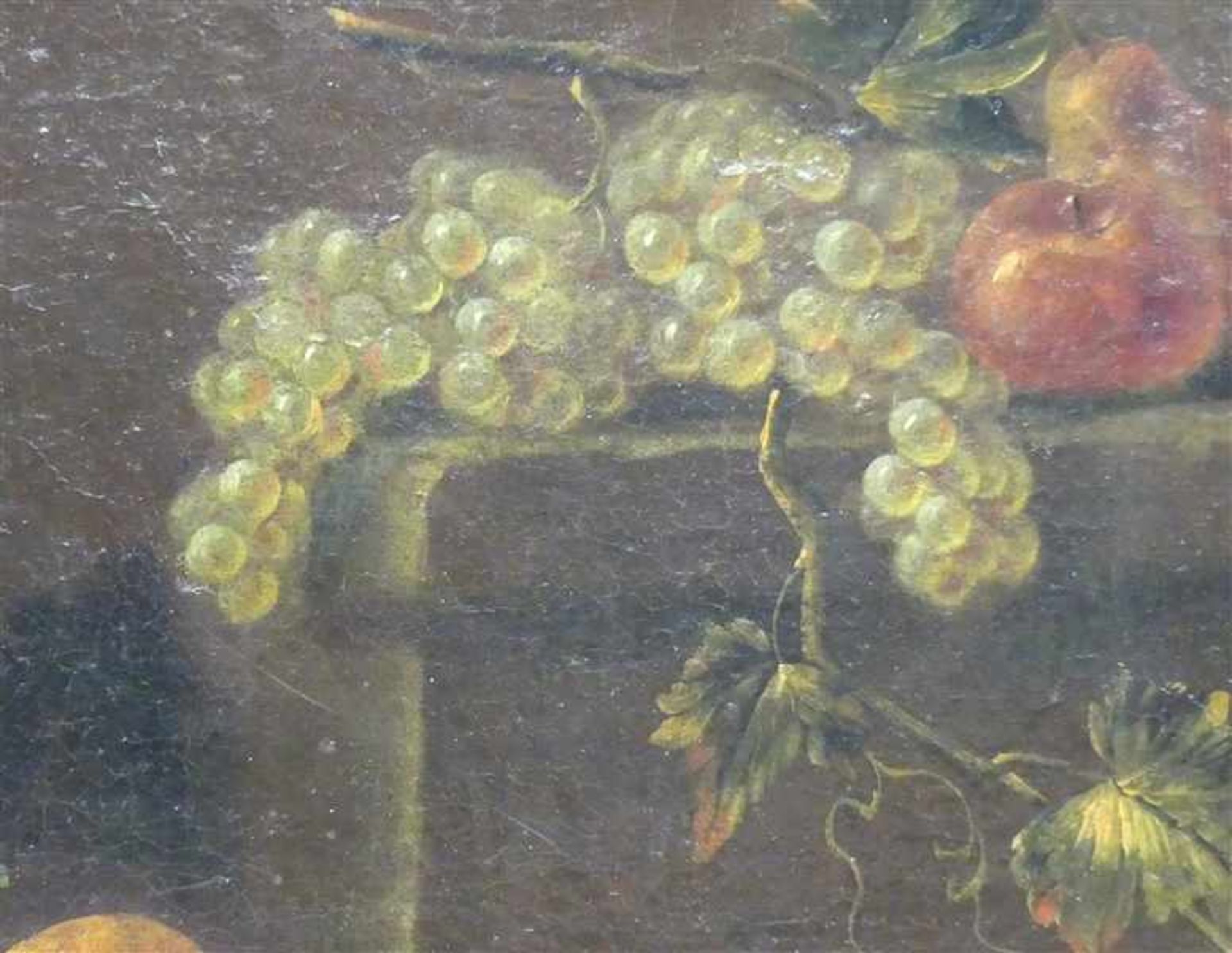 Stilllebenmaler Deutsch, wohl 17./18. Jh., Öl auf Leinen, doubliert, "Stillleben mit Obst und - Image 3 of 5