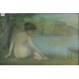 Menard, Emile Rene, zugeschrieben 1861 - 1950 Paris, zugeschrieben, Pastellmalerei, Liegende Nackte