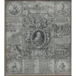 Kupferstich Augsburg, Andenkenstich an den 10. April. 1632, diverse Porträts und Wappen, Belagerung