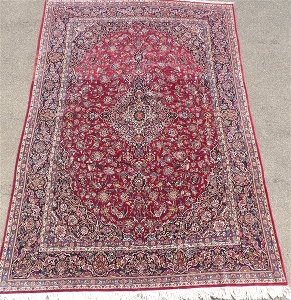 Keshan rotgrundig, Mittelmedaillon, florale Bordüre, 365x246 cm,