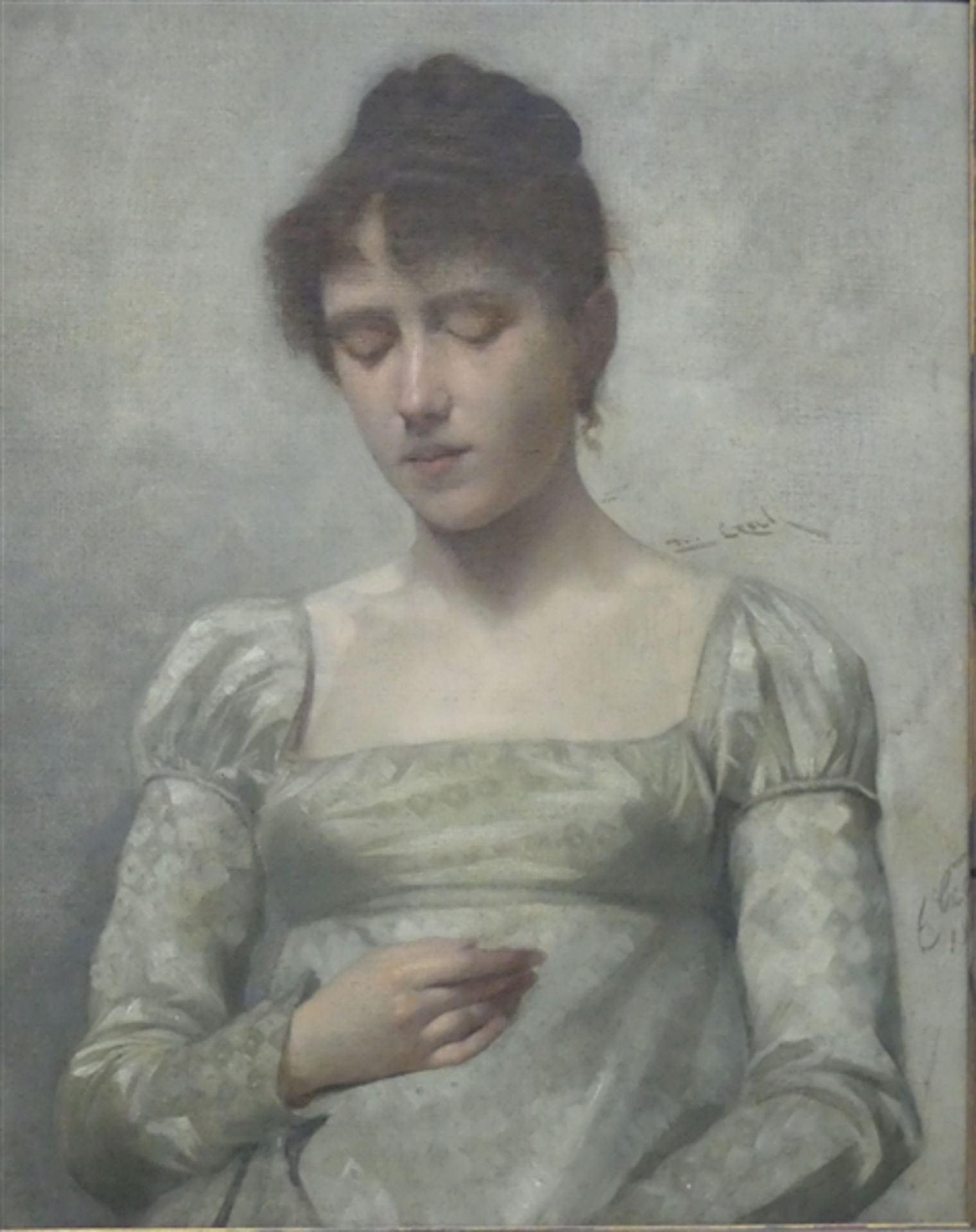 Czech, Emil 1862 - 1929 Dlouha Loucka, Öl auf Leinen, "Junge Dame mit geschlossenen Augen"; rechts