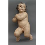 Holzskulptur Italien um 1800, Jesuskind, Glasaugen, Fassung später, h 50 cm,