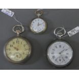 Konvolut 3 Taschenuhren 2 Herrentaschenuhren, 1 Damentaschenuhr, Silber, um 1900, arabische und