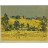Lithographie von Posieka, "Italienische Landschaft", rechts unten signiert, 137/150, 35x45 cm, im