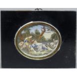 Miniatur auf Elfenbein, gemalt, "La Bergere Endormie", nach einem Gemälde von Boucher, oval, 6x7,5