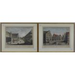 Paar Kupferstiche coloriert, Augsburg, Zeugplatz, Stadtmetzg, von Georg Balthasar Probst,
