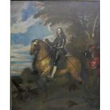 Flämisch, 18. Jh. Öl auf Leinen, doubliert, Karl V. zu Pferd mit seinem Diener, 111x91 cm, im
