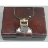 Uhrenbox Leder, "Rolex", Messingschließe, mit Krone, braun, beschädigt, 8,5 x 20 x 15 cm,