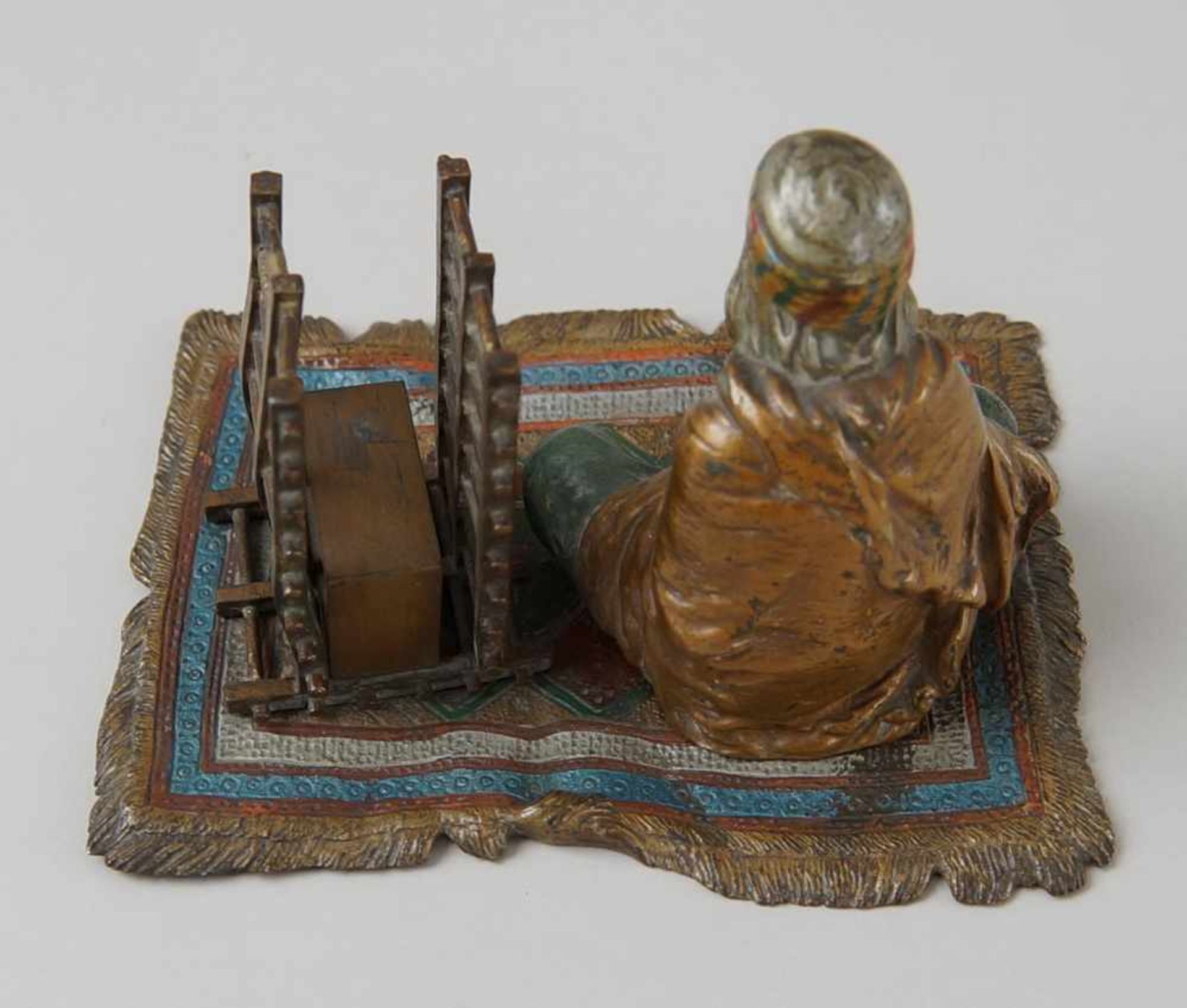 Wiener Bronze, Araber auf Teppich, mit Zundholzschachtelhalter, 9x13,5x10,5cm - Bild 7 aus 9