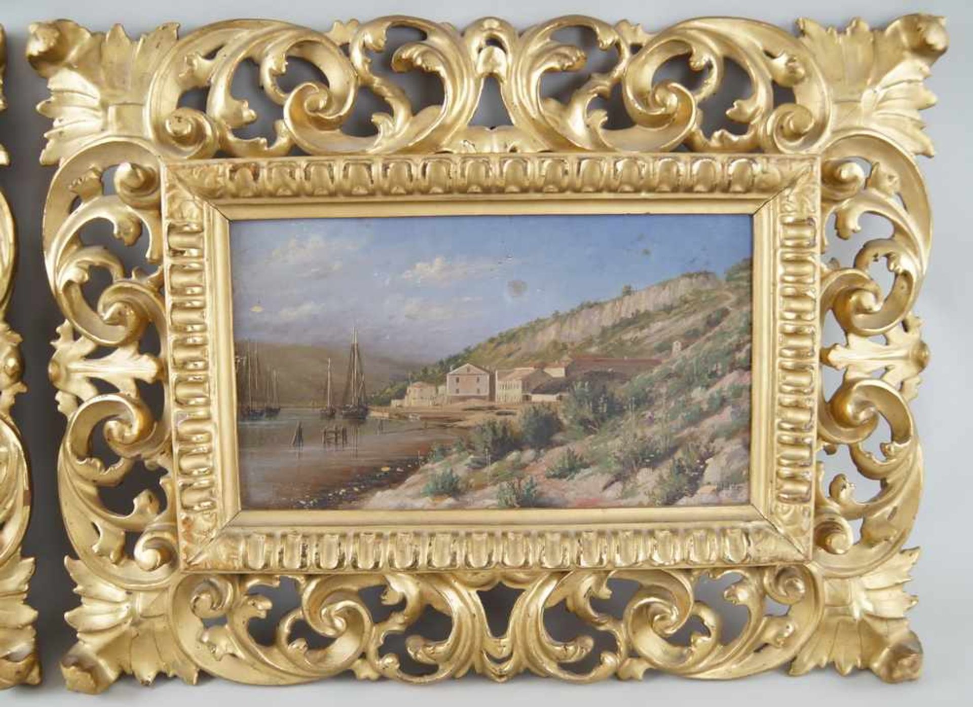 Paar prunkvoll geschnitzte florentiner Rahmen, vergoldet mit mediterranen - Bild 4 aus 16
