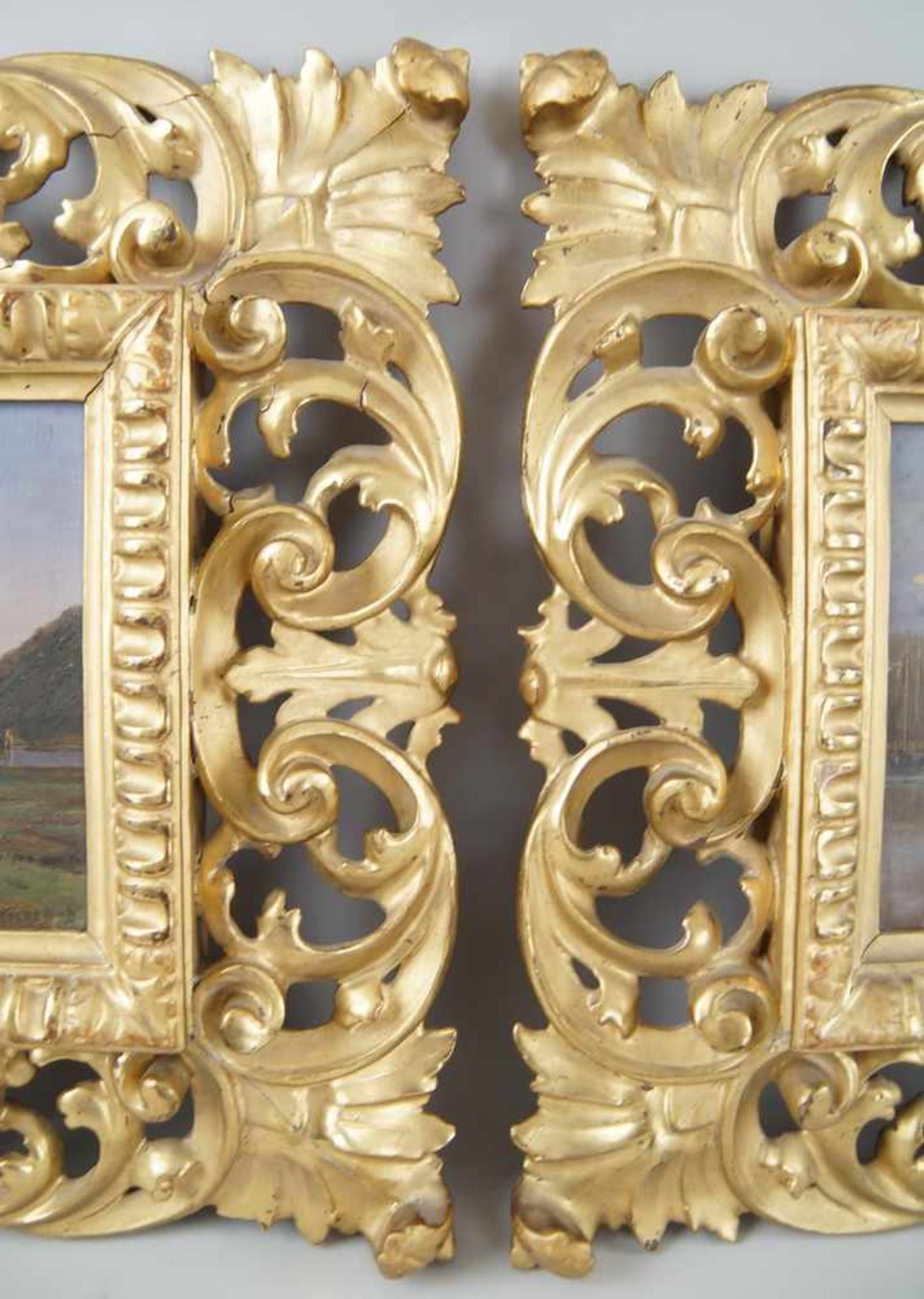 Paar prunkvoll geschnitzte florentiner Rahmen, vergoldet mit mediterranen - Bild 12 aus 16