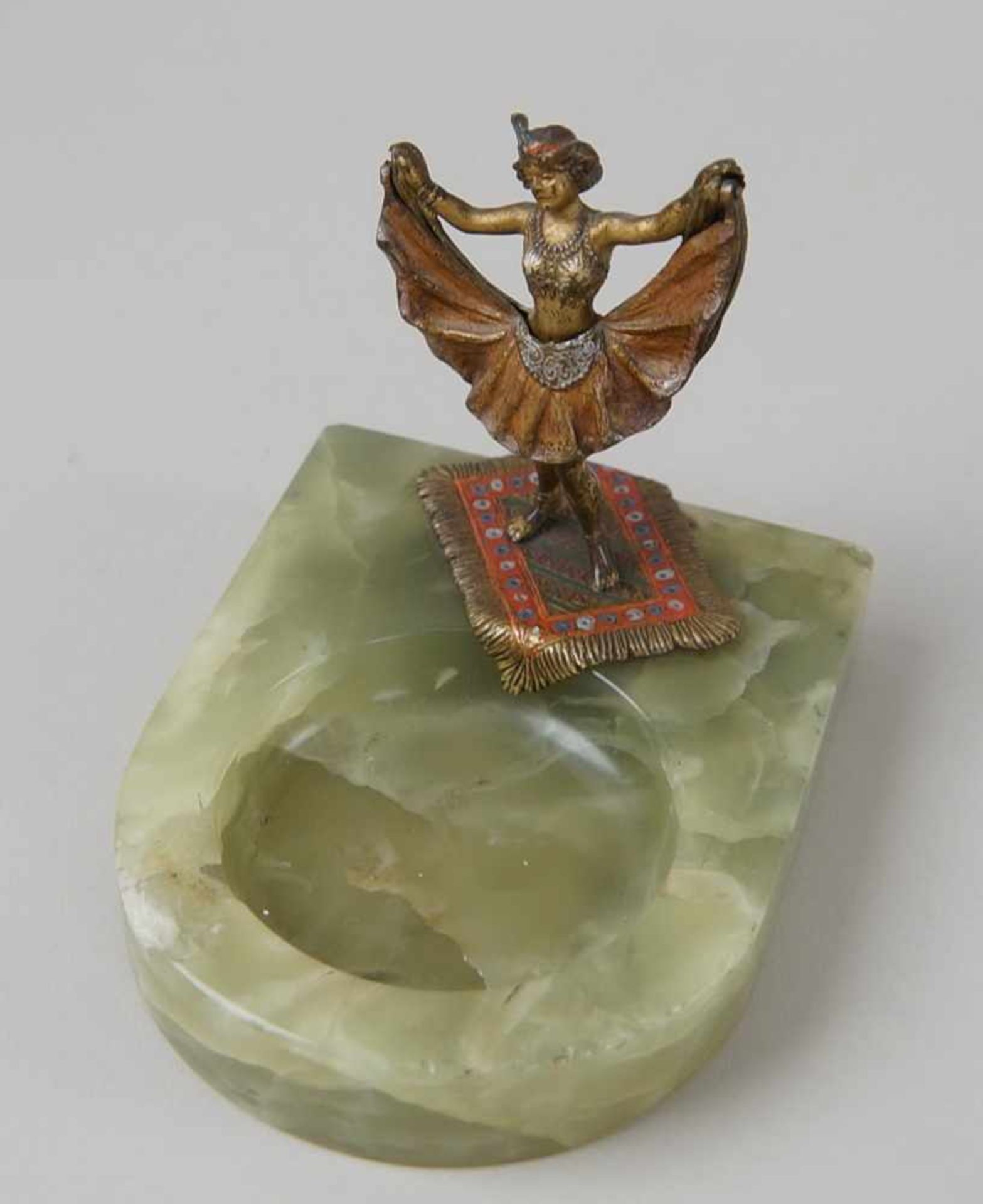 Wiener Bronze, tanzendes orientalisches Mädchen, Rock zum hochklappen, mit Onyxschale< - Image 6 of 10