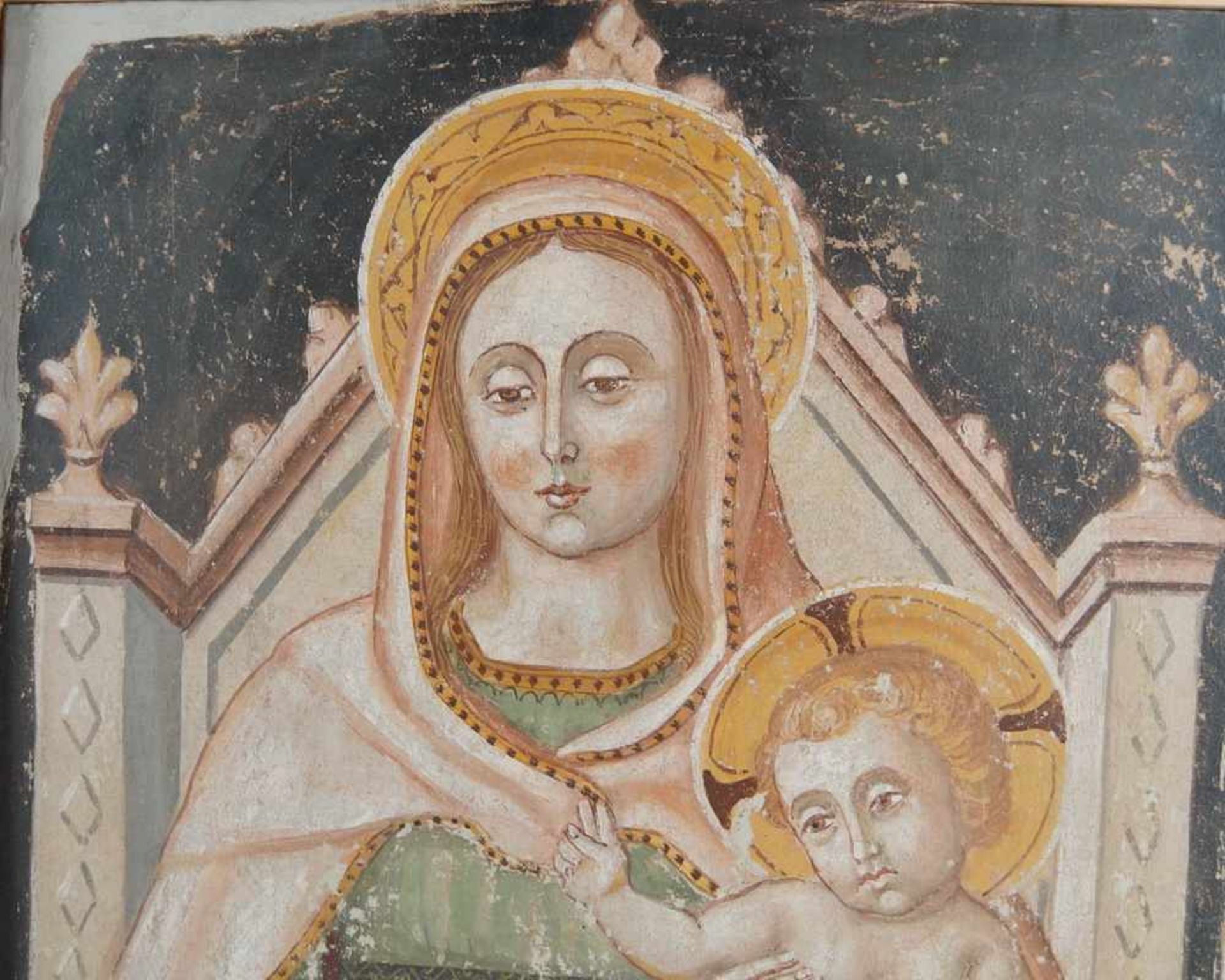 Gottes Mutter, doubliert auf Leinwand, 81 x 68 cm, Italien ?, 19. Jahrhundert ? - Image 3 of 5