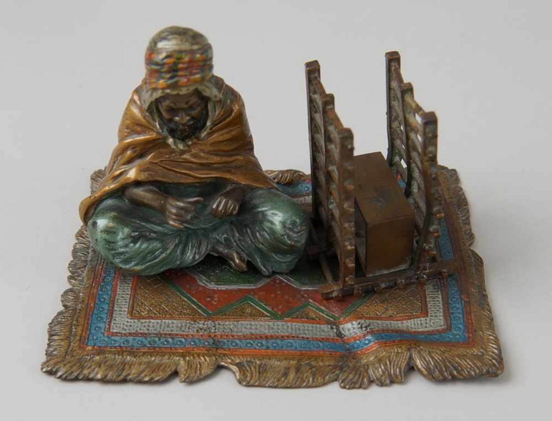 Wiener Bronze, Araber auf Teppich, mit Zundholzschachtelhalter, 9x13,5x10,5cm - Bild 6 aus 9