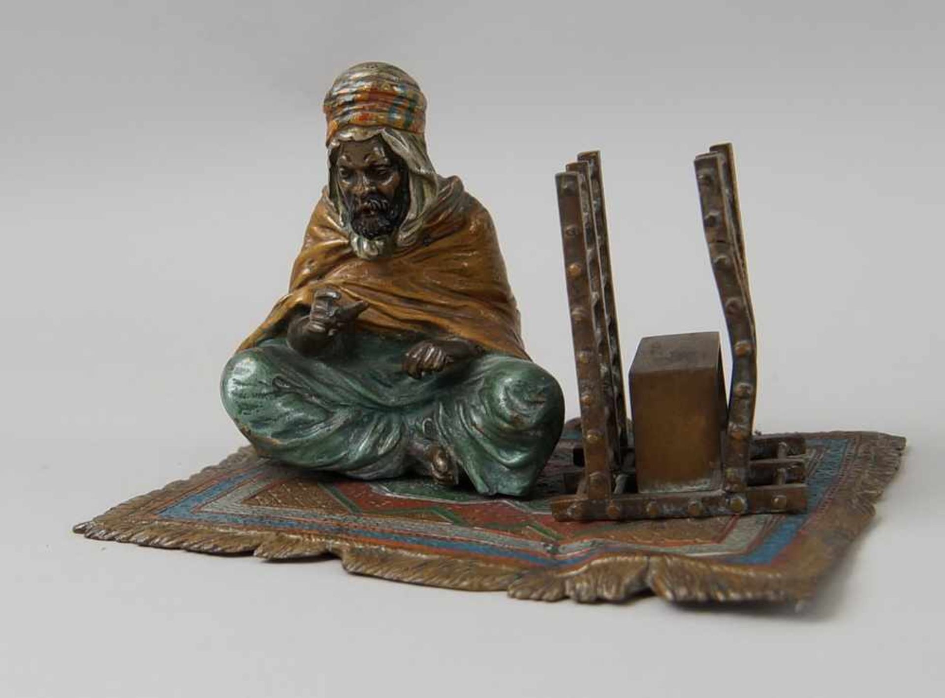 Wiener Bronze, Araber auf Teppich, mit Zundholzschachtelhalter, 9x13,5x10,5cm - Bild 2 aus 9
