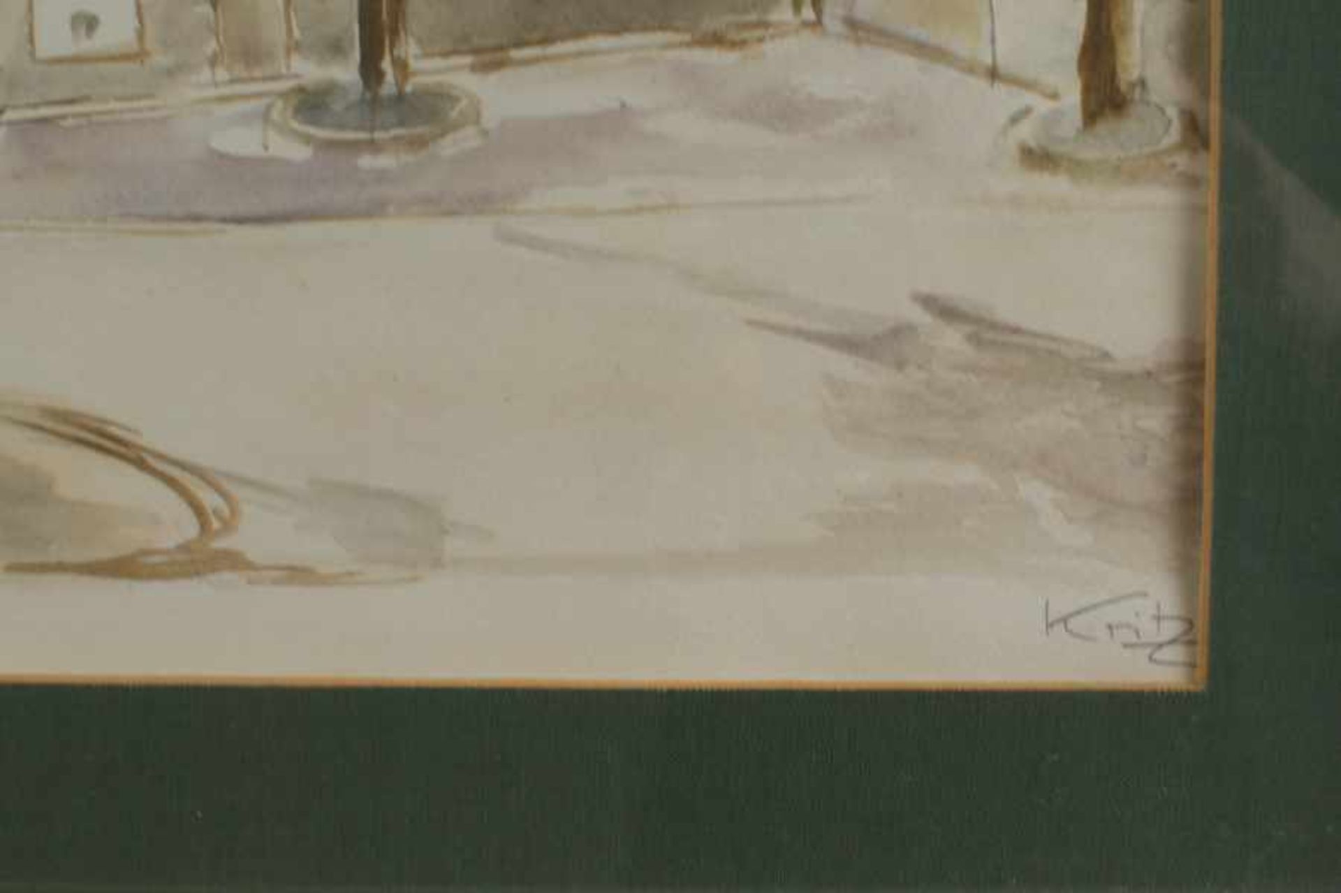 Festspielhaus in Salzburg, Aquarell, bez., sign., Kritz, 47,5 x 57,5 cm - Bild 4 aus 5