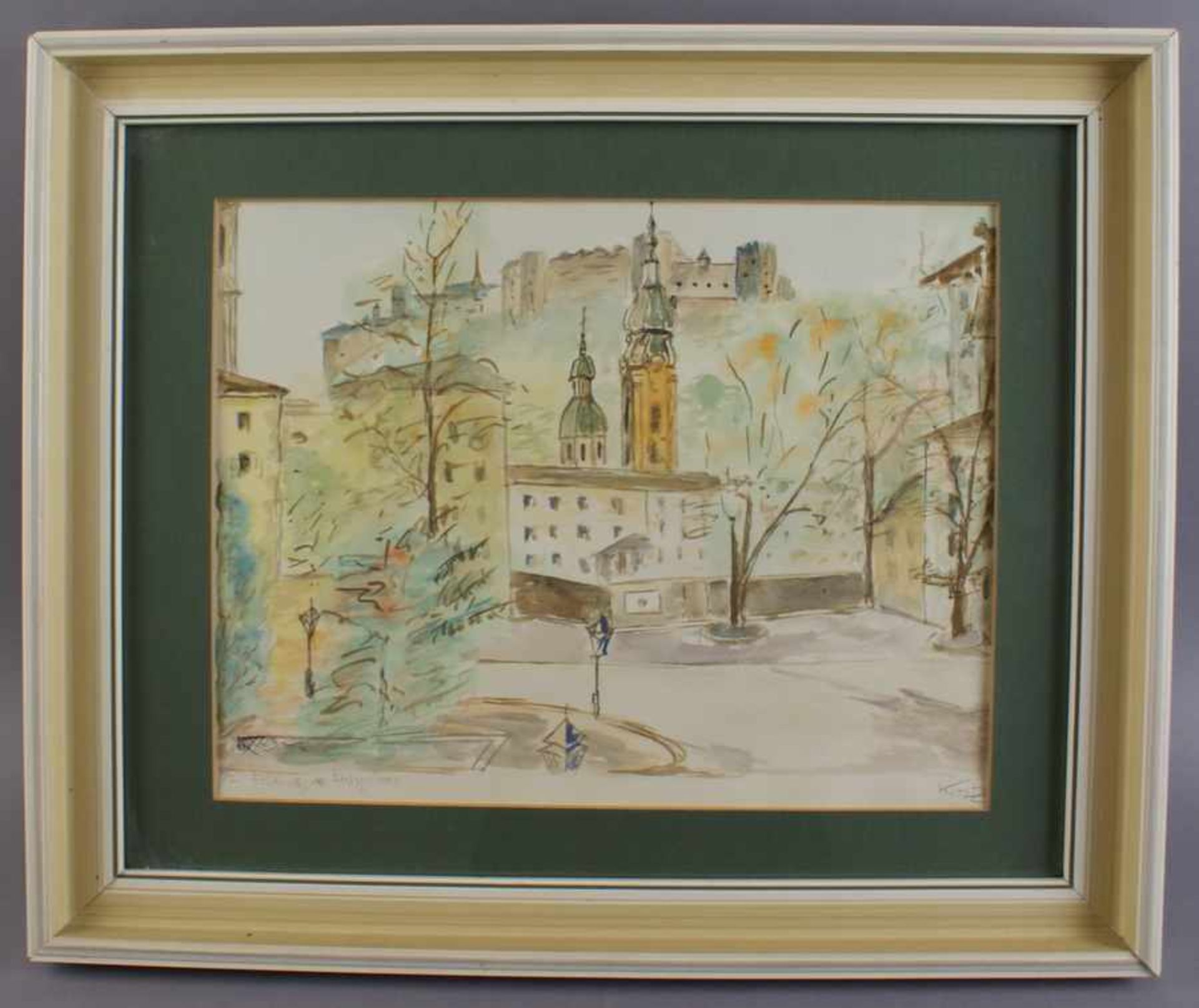 Festspielhaus in Salzburg, Aquarell, bez., sign., Kritz, 47,5 x 57,5 cm