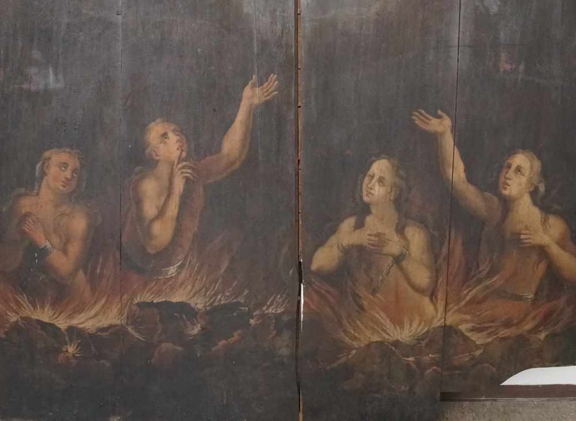 Rarität: Grosses Fegefeuer auf Holz, 18. JH, 2tlg., 172x175cm - Bild 5 aus 16