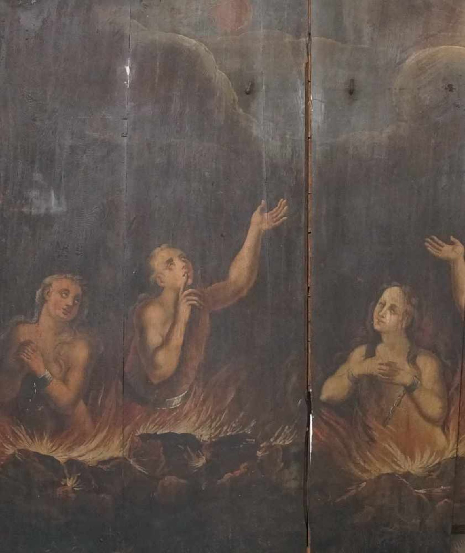 Rarität: Grosses Fegefeuer auf Holz, 18. JH, 2tlg., 172x175cm - Bild 4 aus 16