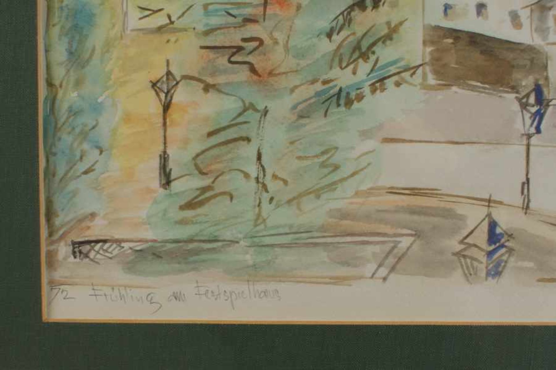 Festspielhaus in Salzburg, Aquarell, bez., sign., Kritz, 47,5 x 57,5 cm - Bild 3 aus 5