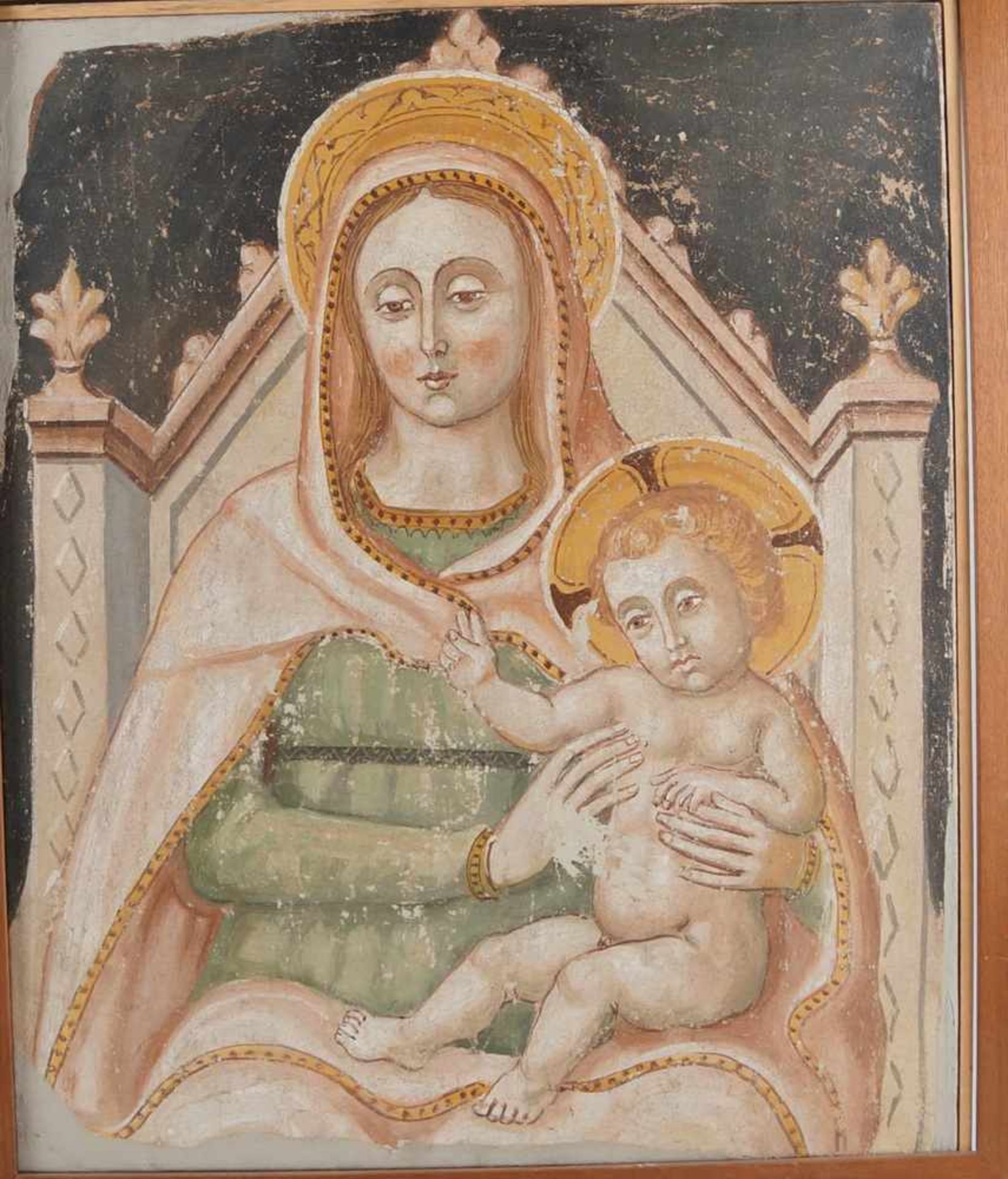 Gottes Mutter, doubliert auf Leinwand, 81 x 68 cm, Italien ?, 19. Jahrhundert ? - Image 2 of 5