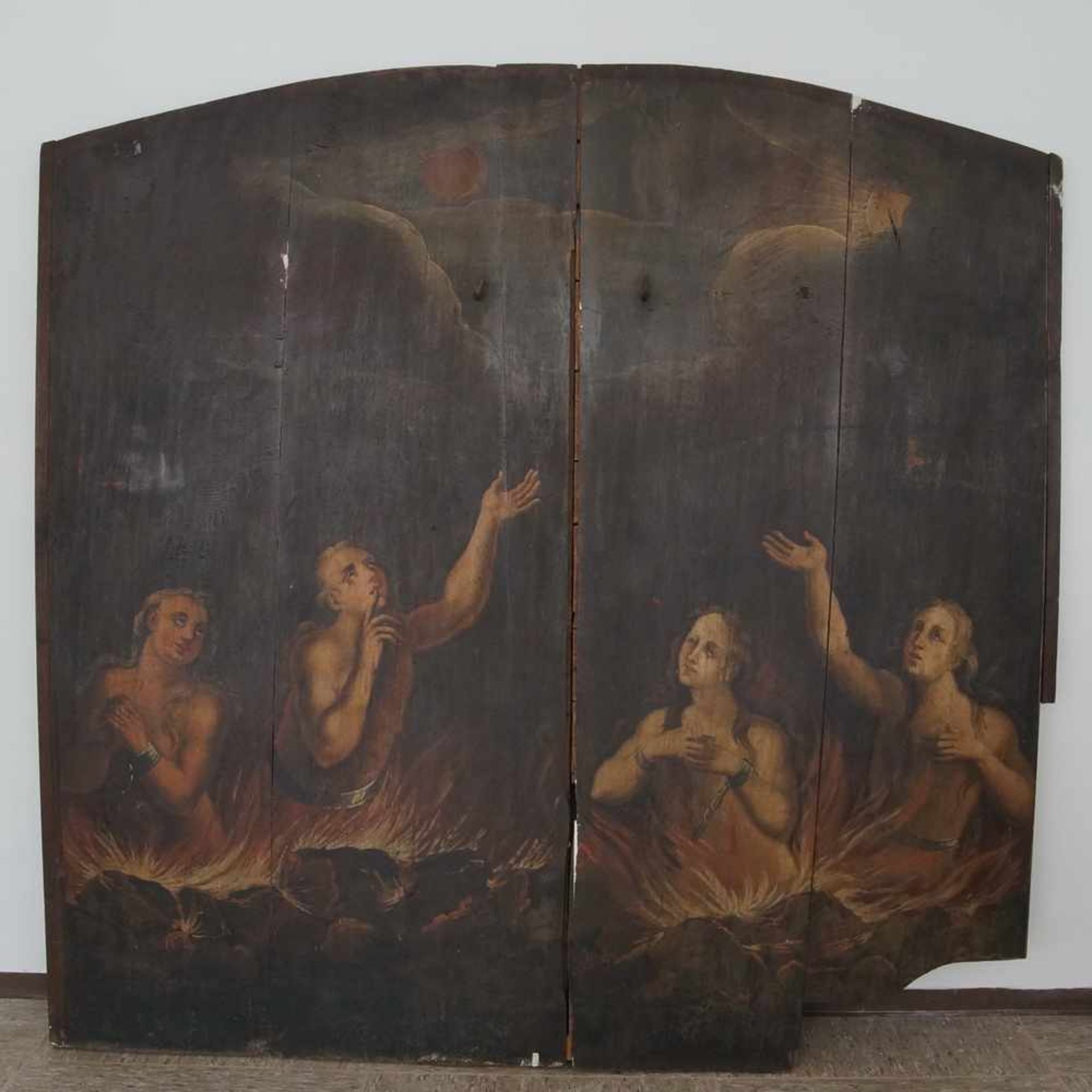 Rarität: Grosses Fegefeuer auf Holz, 18. JH, 2tlg., 172x175cm - Bild 15 aus 16