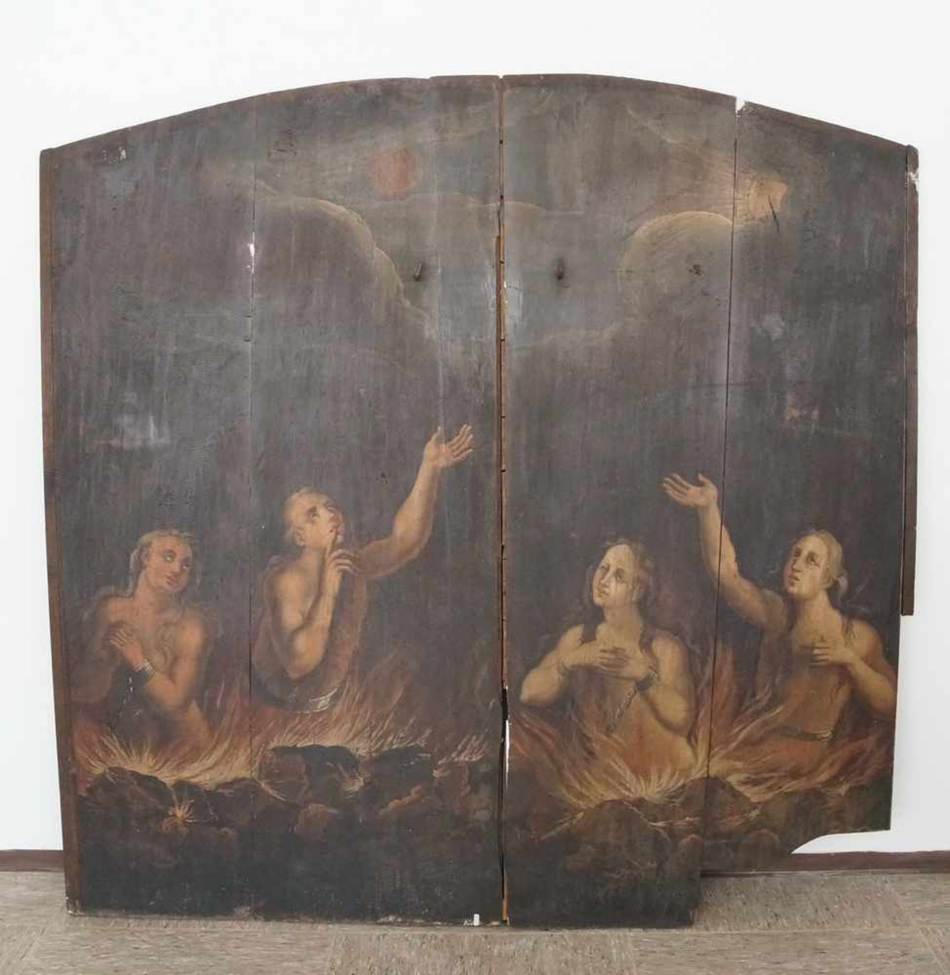 Rarität: Grosses Fegefeuer auf Holz, 18. JH, 2tlg., 172x175cm - Bild 2 aus 16