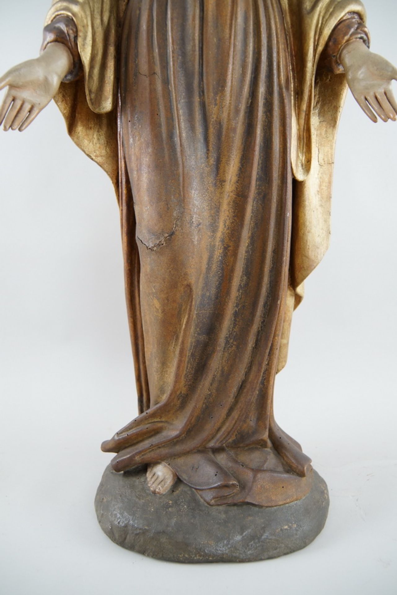 Prächtige neapolitanische Madonna, 19. JH, Holz geschnitzt und gefasst, vergoldet, H 91cm - Bild 6 aus 10