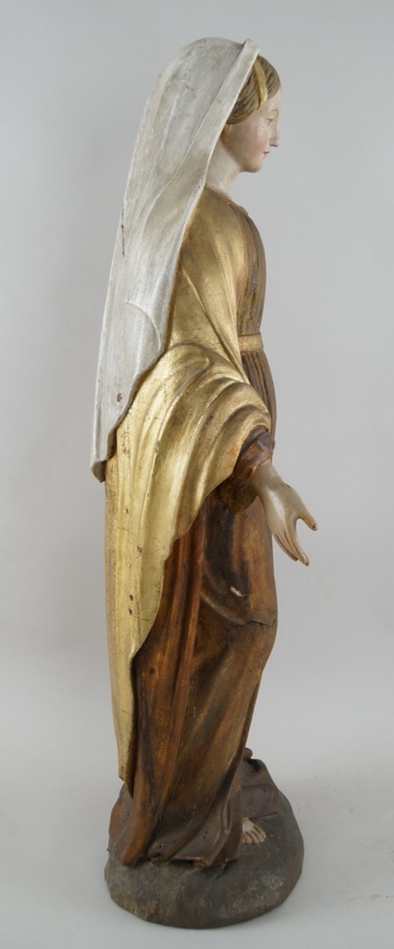 Prächtige neapolitanische Madonna, 19. JH, Holz geschnitzt und gefasst, vergoldet, H 91cm - Bild 10 aus 10