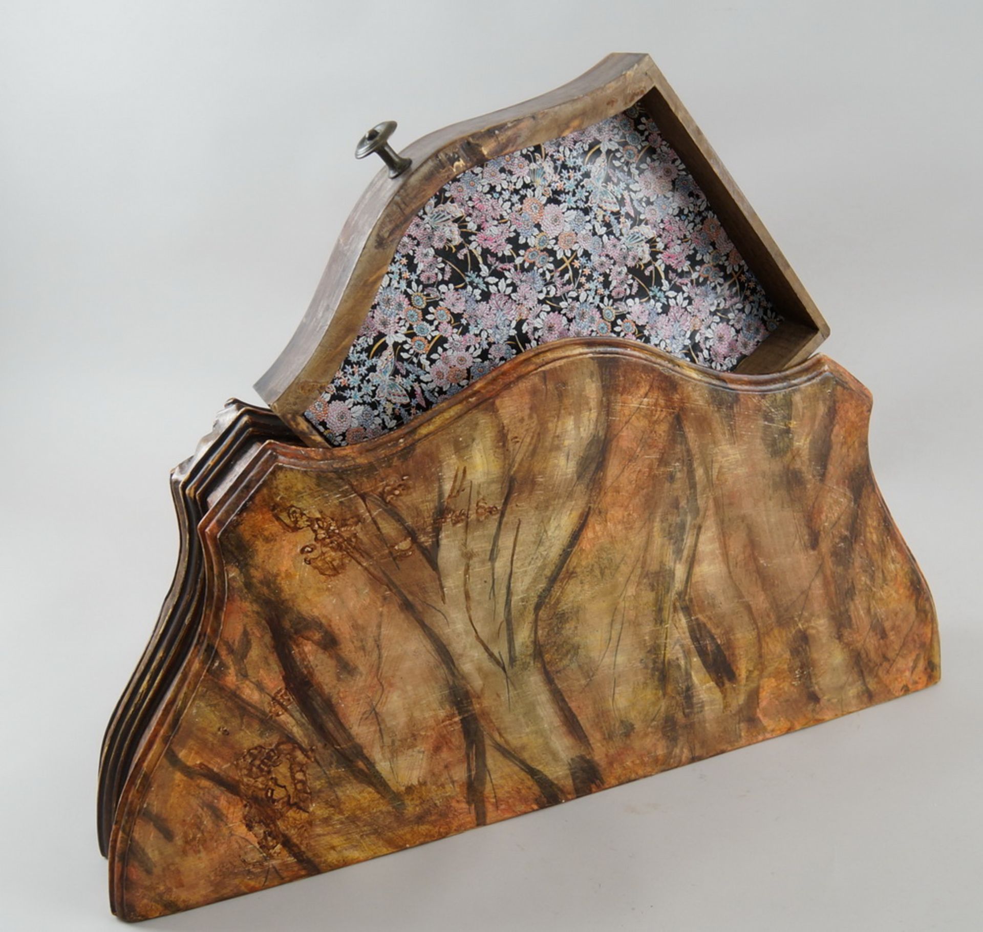 Zierlicher Wandkonsol - Tisch mit kleinem Schub, Holz geschnitzt und gefasst, 54x59x30cm - Bild 6 aus 6
