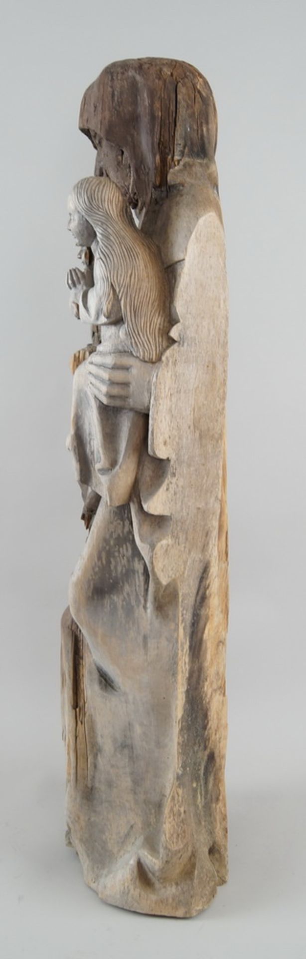 Gotische heilige Anna mit Mutter Maria und Jesus Christus auf dem Arm, Holz geschnitzt, - Bild 7 aus 10