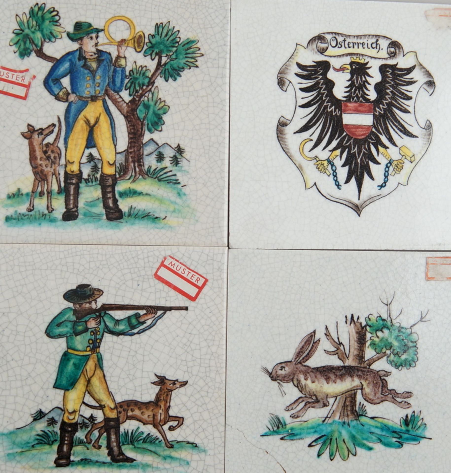 Vier Platten, Keramik, Österreich, Franz von Zülow, Schleiss Keramische Werkstätten, - Bild 2 aus 4