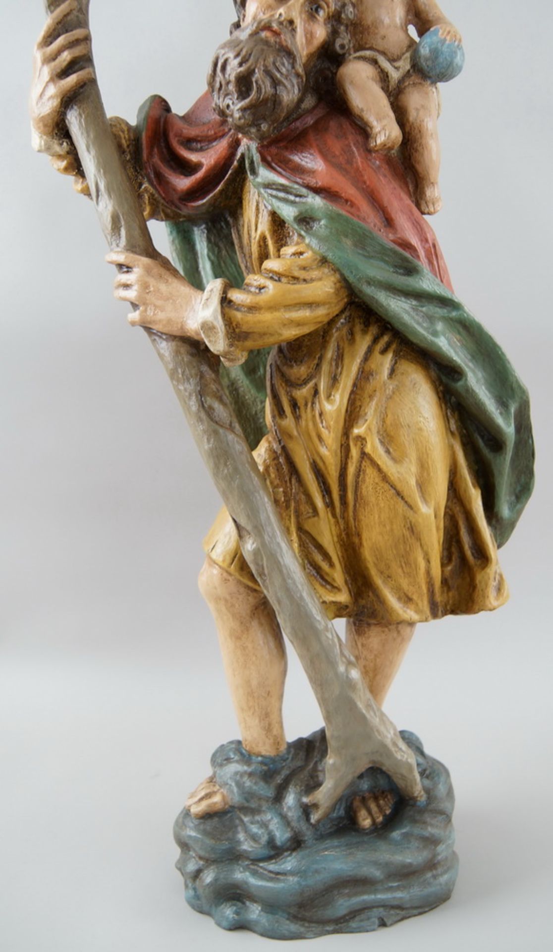 Heiliger Josef mit Jesus Christus als Kind auf seiner Schulter, Holz geschnitzt und - Bild 3 aus 7