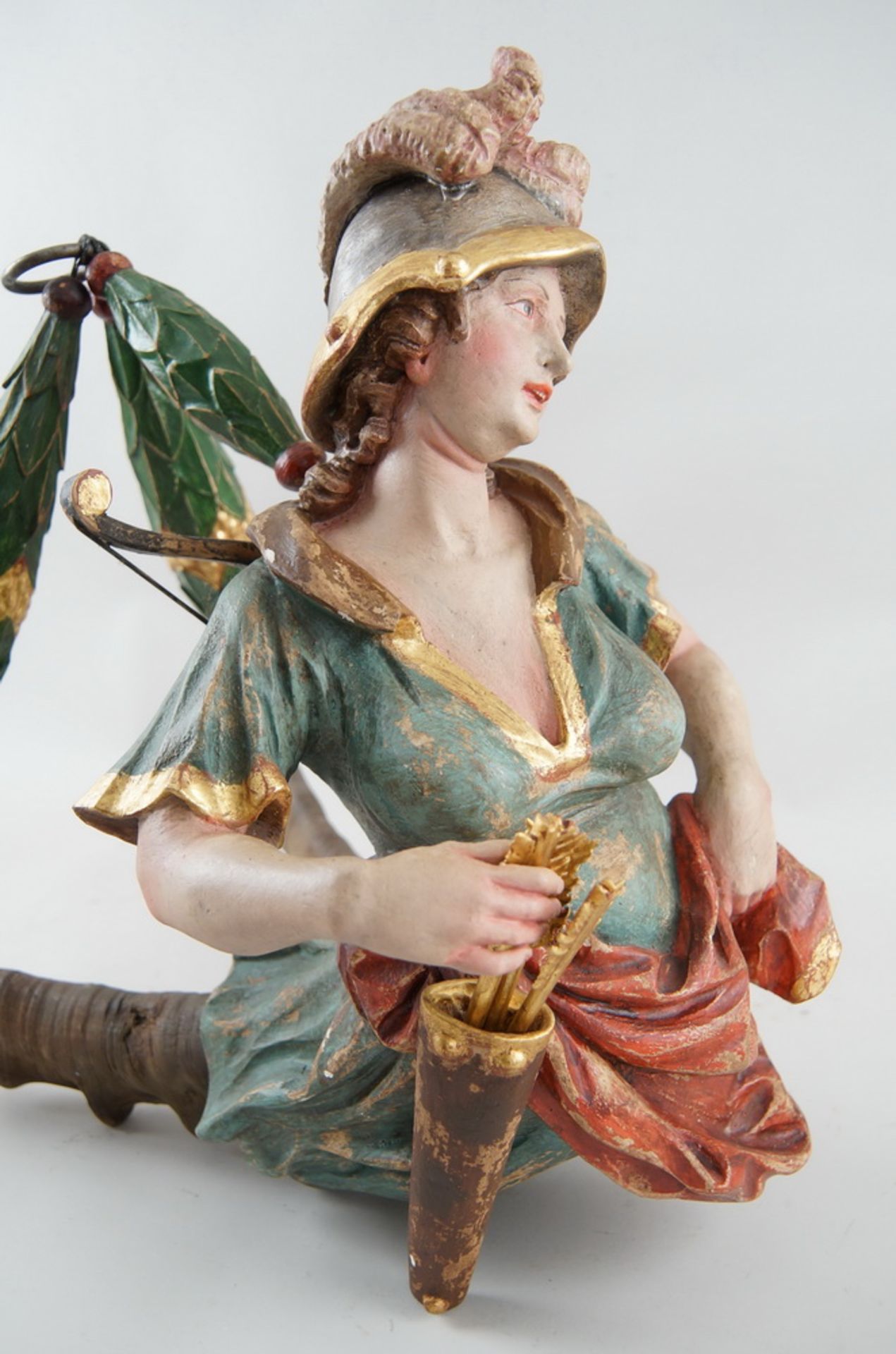 Lüsterweibchen der Jagdgöttin Diana, Holz geschnitzt und gefasst mit echtem Horn,48x57x40cm - Bild 7 aus 8