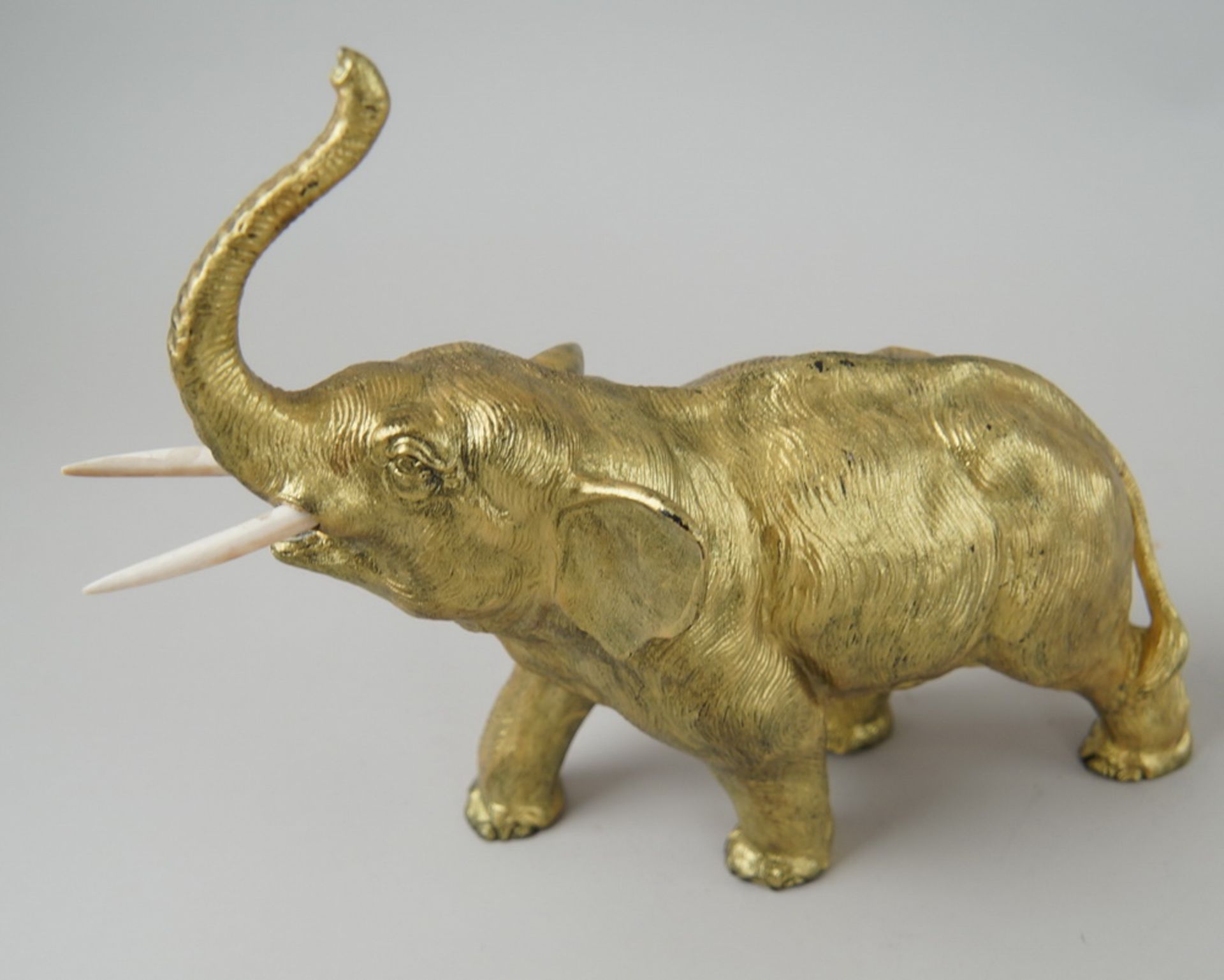 Wiener Bronze, grosser Elefant, vergoldet, auf der Unterseite gepunzt, 240 gramm,21,5x25x12cm - Bild 8 aus 11