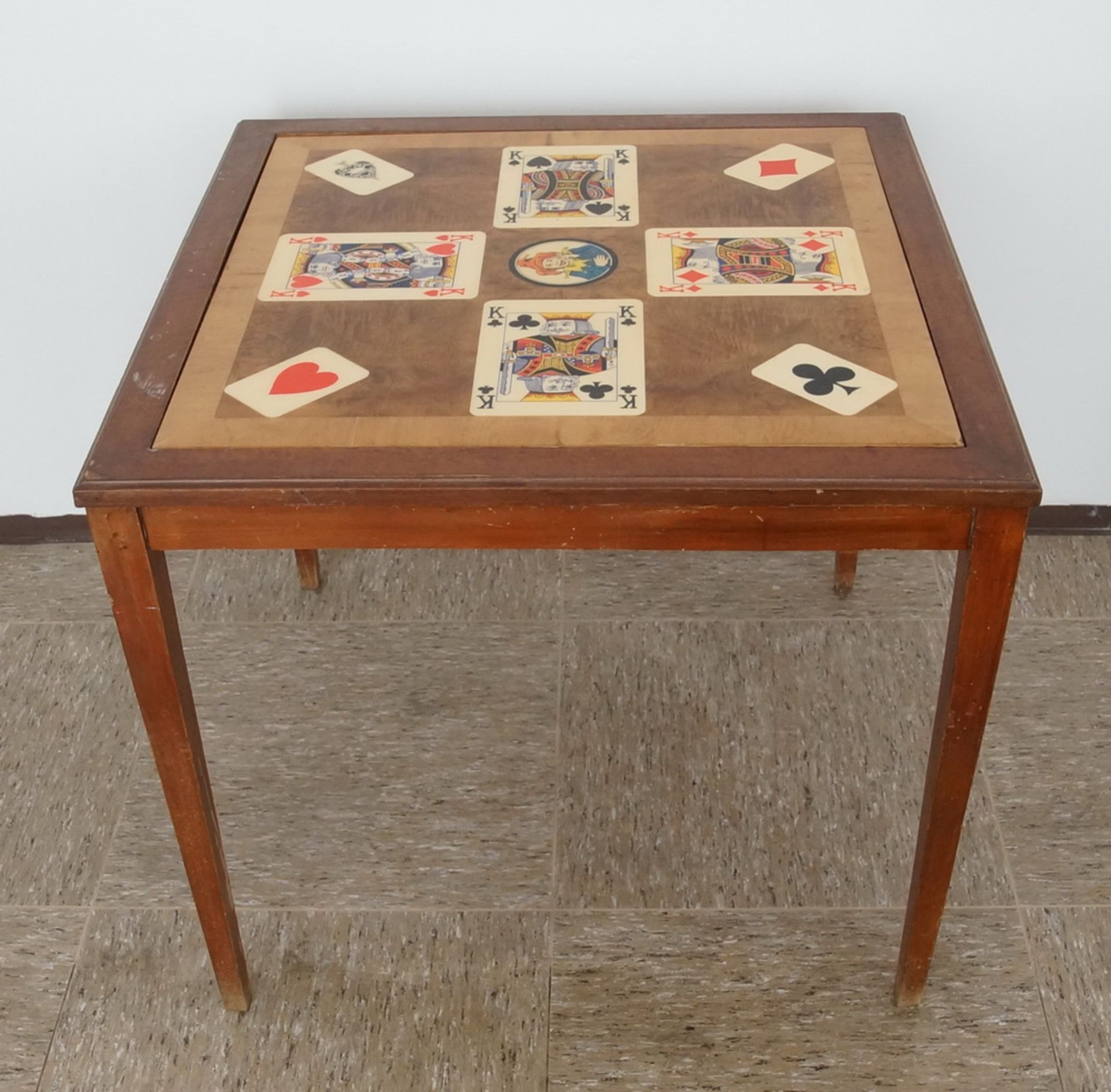 Spieltisch, Platte zum wenden, Poker und Schach, rest.-bed., Altersspuren, 79x91x91cm - Bild 3 aus 10