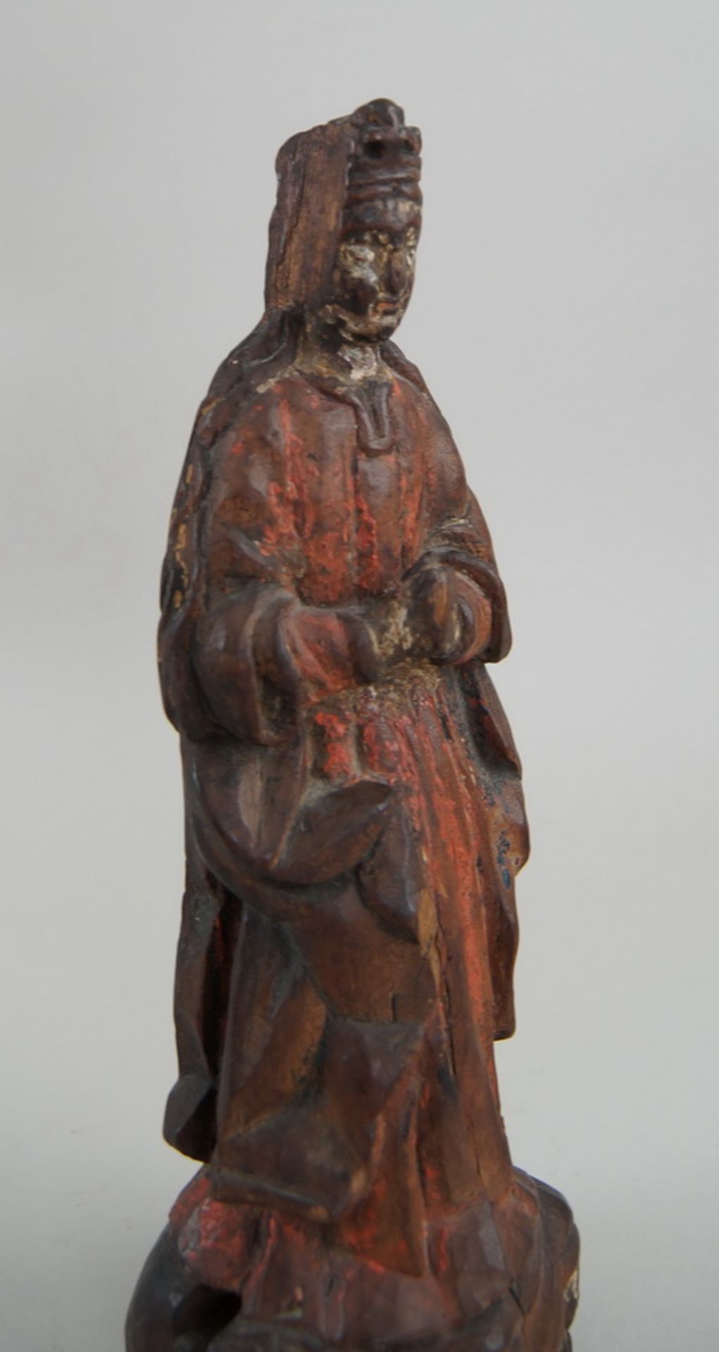 Spanische Madonna / Sichelmadonna, Holz geschnitzt und gefasst, 17. JH, Altersspuren, H27cm - Bild 7 aus 7