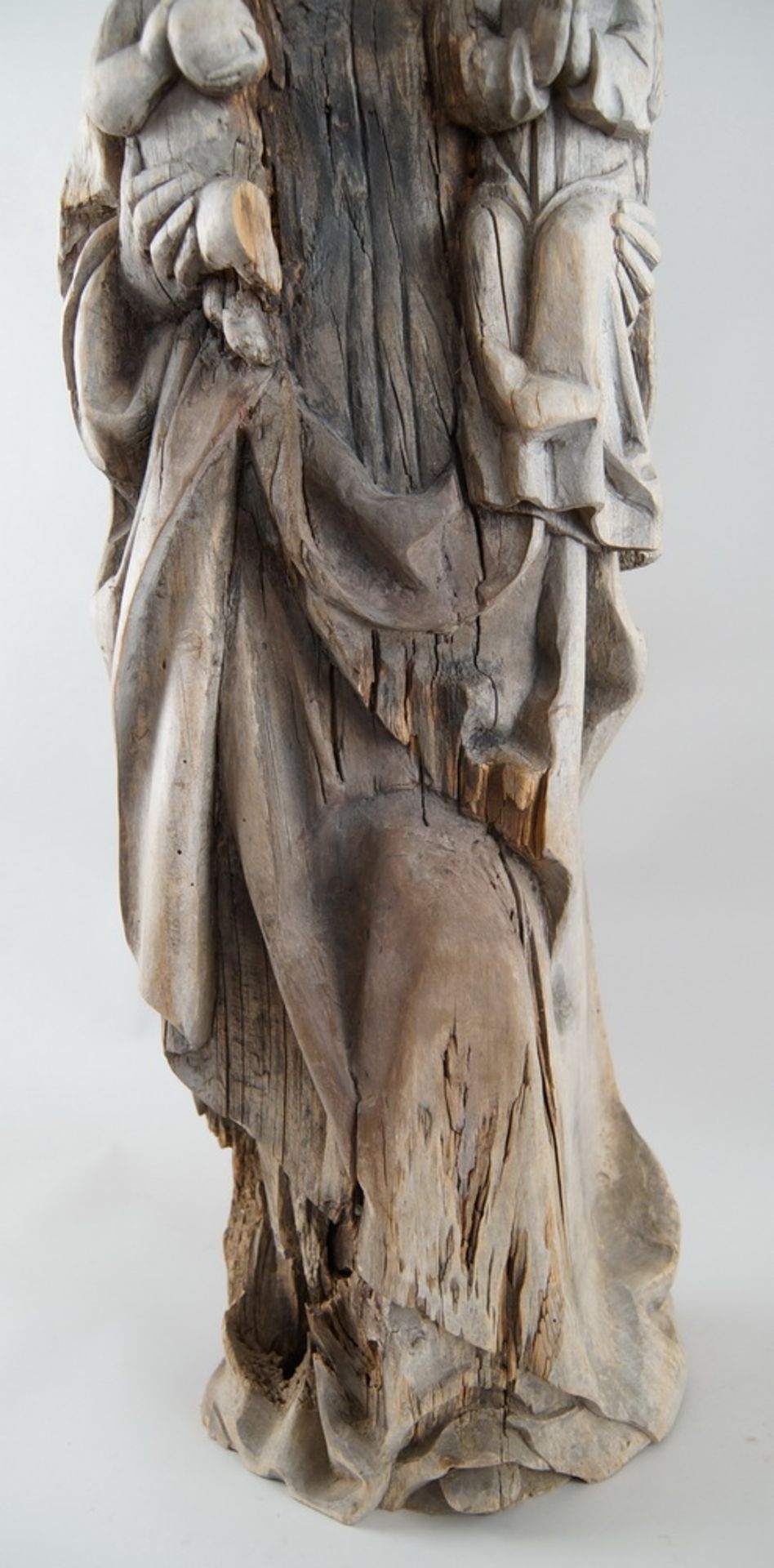 Gotische heilige Anna mit Mutter Maria und Jesus Christus auf dem Arm, Holz geschnitzt,Alters- und - Bild 5 aus 10