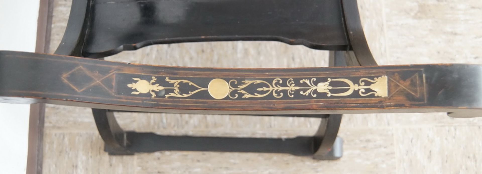 Prunkvolle Sitzbank, ebonisiertes Holzgestell mit reichlichen Elfenbein - Intarsien,minimale - Image 6 of 9