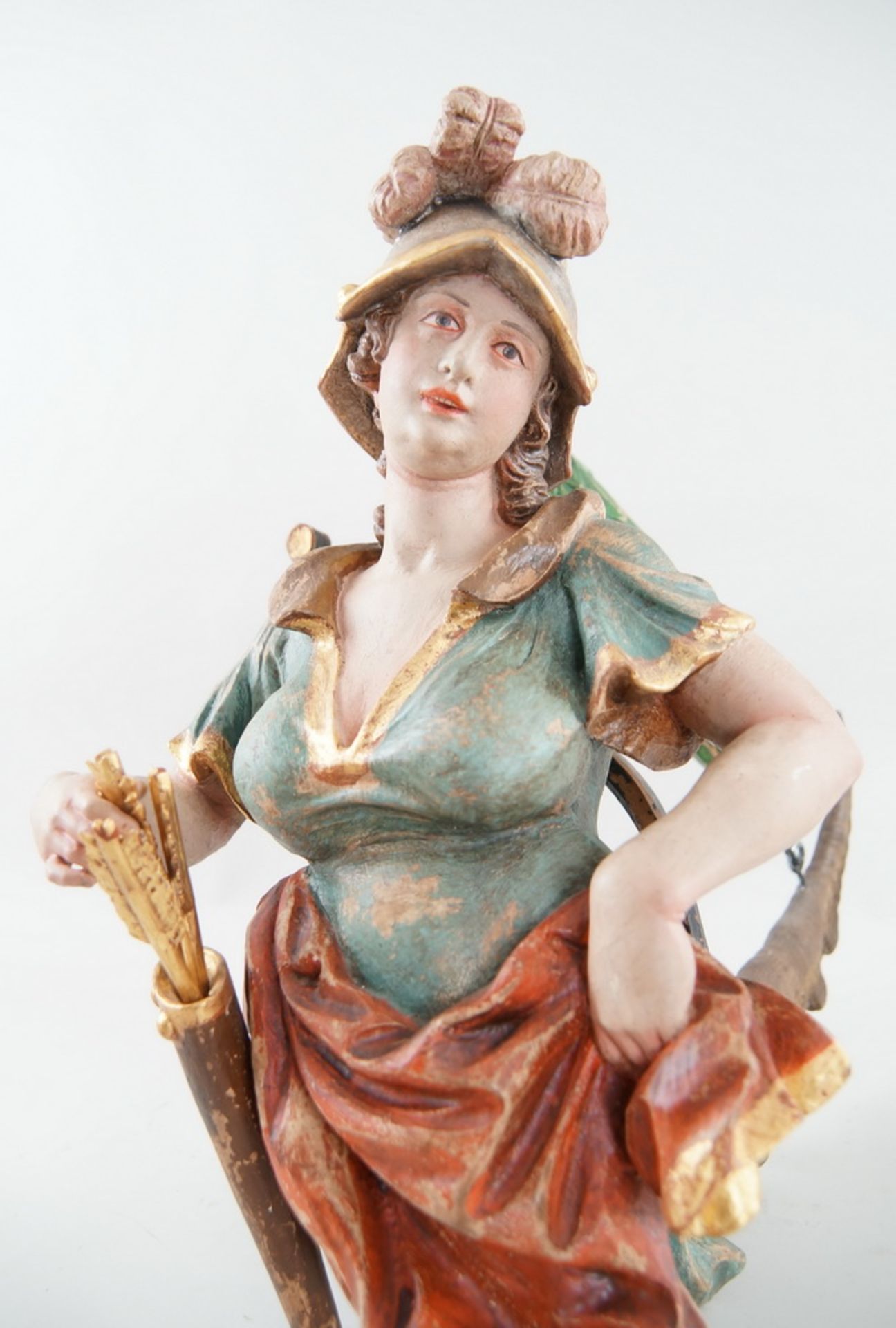 Lüsterweibchen der Jagdgöttin Diana, Holz geschnitzt und gefasst mit echtem Horn,48x57x40cm - Bild 4 aus 8