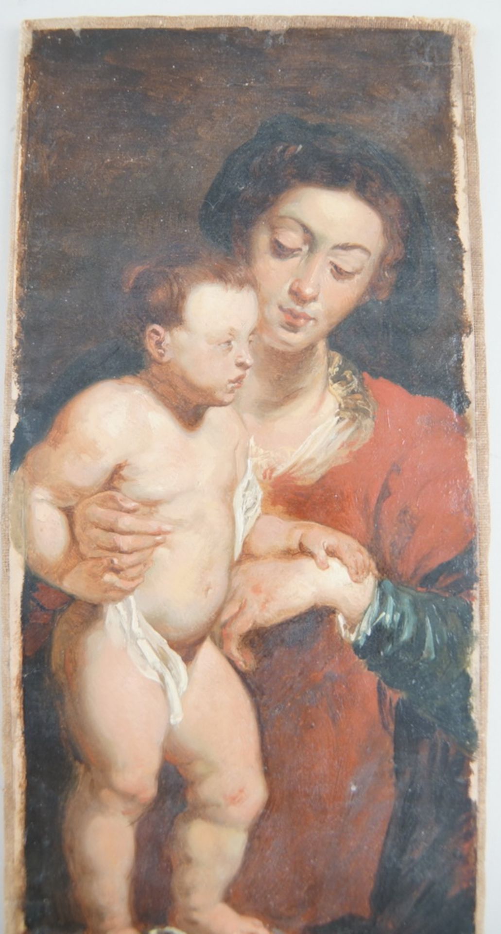 Madonna mit dem Jesuskind, nach dem Modell des Triptychon Jan Michielsen von Antoon vanDyck, Öl - Bild 4 aus 10