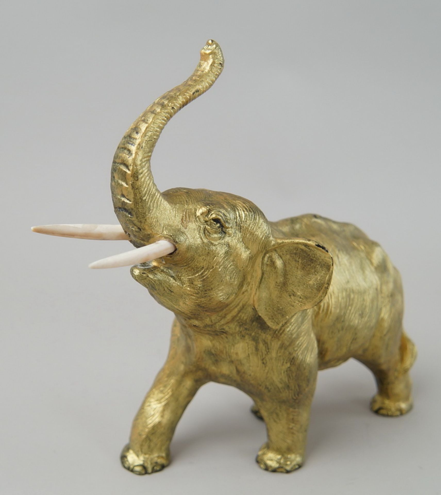 Wiener Bronze, grosser Elefant, vergoldet, auf der Unterseite gepunzt, 240 gramm,21,5x25x12cm - Bild 9 aus 11
