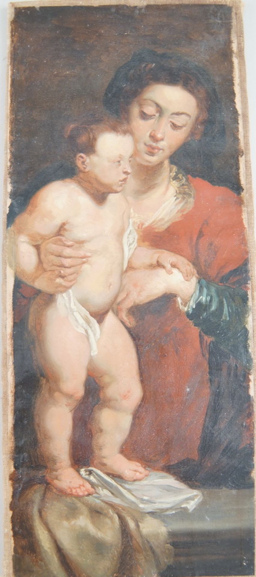 Madonna mit dem Jesuskind, nach dem Modell des Triptychon Jan Michielsen von Antoon vanDyck, Öl - Bild 5 aus 10