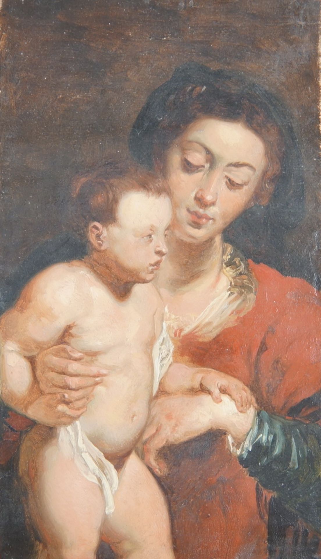 Madonna mit dem Jesuskind, nach dem Modell des Triptychon Jan Michielsen von Antoon vanDyck, Öl - Bild 6 aus 10