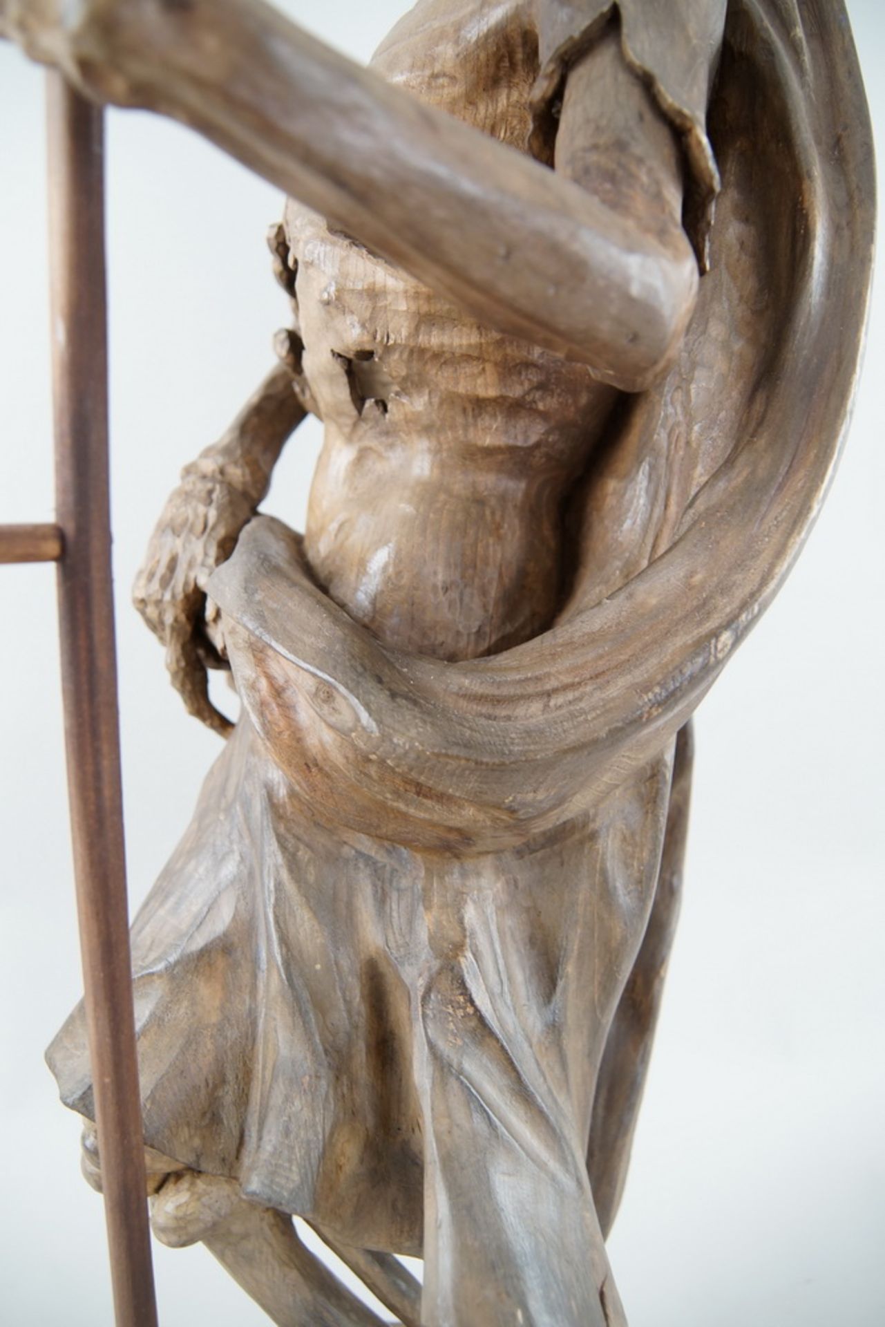 Memento Mori Skulptur / der Tod, mit Sense, stehende, skelettierte Figur in Holzgeschnitzt und - Bild 14 aus 15